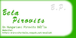 bela pirovits business card